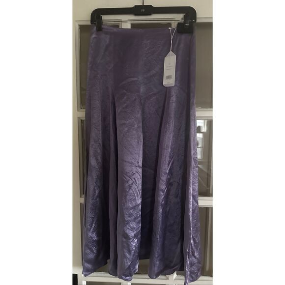 Vince paneled satin skirt in lilac size 4 midi - Picture 5 of 9